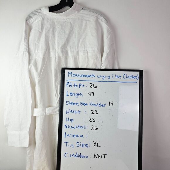 ESPRIT Button Minimalist 10 Belted Midi Shirt Dress 100% Cotton White W/Slip NWT - Picture 5 of 12